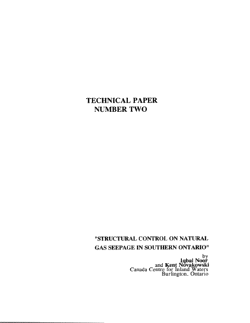 Structural Control on Natural Gas Seepage in Southern Ontario Page 1