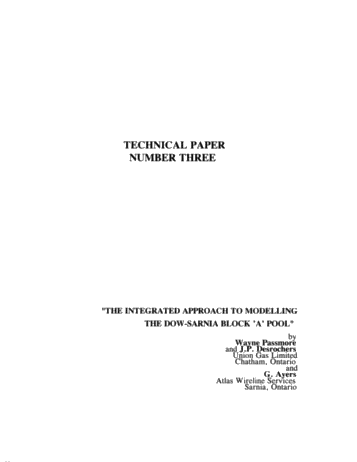 The Integrated Approach to Modeling the Dow-Sarnia Block "A Pool Page 1