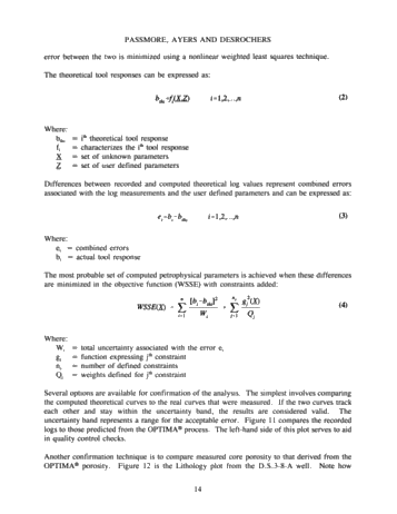 The Integrated Approach to Modeling the Dow-Sarnia Block "A Pool Page 13