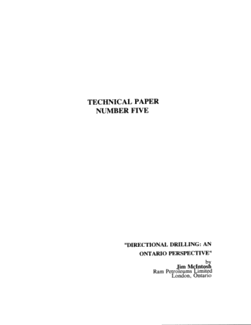 Directional Drilling: an Ontario Perspective Page 1