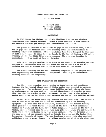 Directional Drilling Under the St. Clair River Page 1