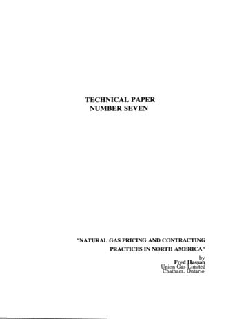 Natural Gas Pricing and Contracting Practices in North America Page 1