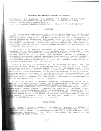 The Paleozoic and Mesozoic Geology of Ontario: New Insights From the Application of Sequence Stratigraphic Concepts Page 1