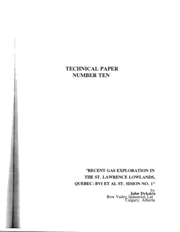 Recent Gas Exploration in the St. Lawrence Lowlands, Quebec: BVI et al St. Simon No. 1 Page 1