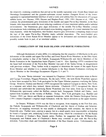 Lithofacies and Stratigraphic Relationships of the Bass Islands Formation, Onondaga Escarpment, Niagara Peninsula Page 8
