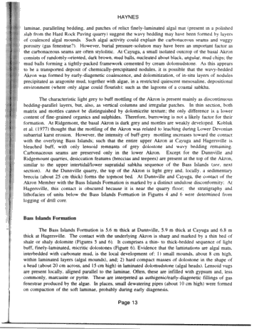 Lithofacies and Stratigraphic Relationships of the Bass Islands Formation, Onondaga Escarpment, Niagara Peninsula Page 13