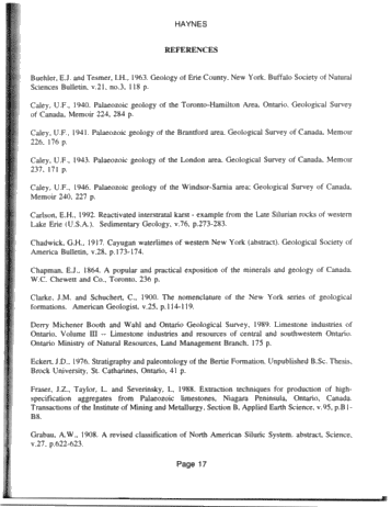 Lithofacies and Stratigraphic Relationships of the Bass Islands Formation, Onondaga Escarpment, Niagara Peninsula Page 17