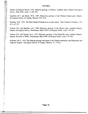 Lithofacies and Stratigraphic Relationships of the Bass Islands Formation, Onondaga Escarpment, Niagara Peninsula Page 19