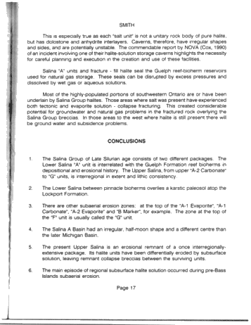 The Salina Group: Salt Solution and the Algonquin Arch: Relation to Reservoir Porosity, Salt Caverns and Industrial Minerals Page 17