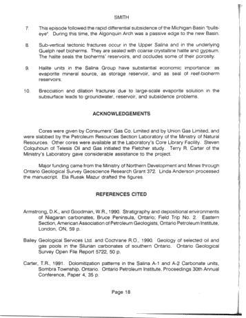 The Salina Group: Salt Solution and the Algonquin Arch: Relation to Reservoir Porosity, Salt Caverns and Industrial Minerals Page 18