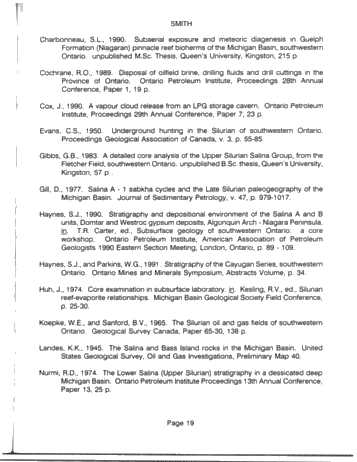 The Salina Group: Salt Solution and the Algonquin Arch: Relation to Reservoir Porosity, Salt Caverns and Industrial Minerals Page 19