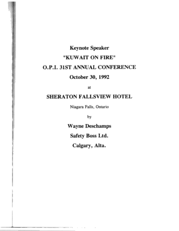 Keynote Speaker - Kuwait on Fire Page 1