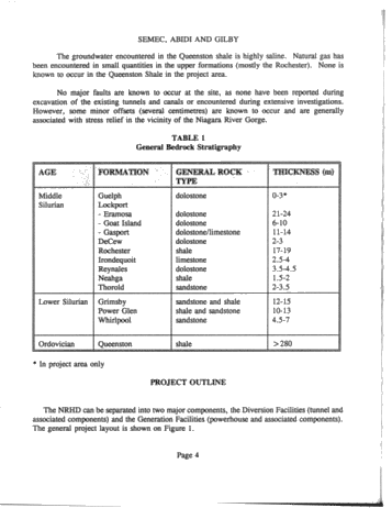 Niagara River Hydroelectric Development Geotechnical Investigation Methods and Results Page 4