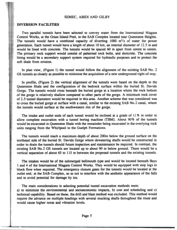 Niagara River Hydroelectric Development Geotechnical Investigation Methods and Results Page 5