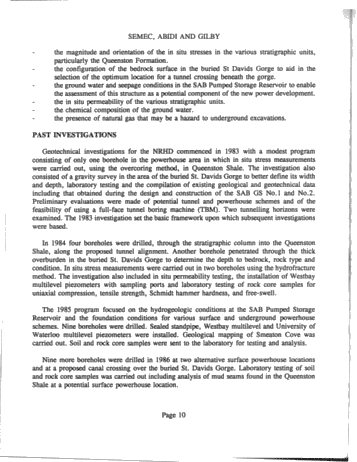 Niagara River Hydroelectric Development Geotechnical Investigation Methods and Results Page 10
