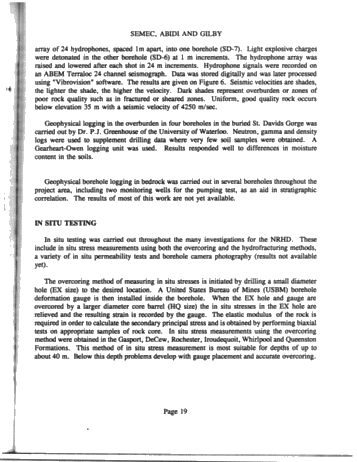 Niagara River Hydroelectric Development Geotechnical Investigation Methods and Results Page 19