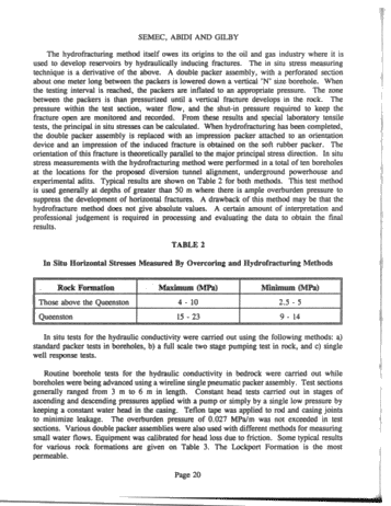 Niagara River Hydroelectric Development Geotechnical Investigation Methods and Results Page 20