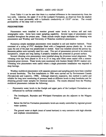 Niagara River Hydroelectric Development Geotechnical Investigation Methods and Results Page 22