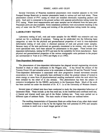 Niagara River Hydroelectric Development Geotechnical Investigation Methods and Results Page 23