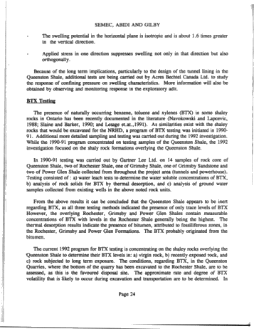 Niagara River Hydroelectric Development Geotechnical Investigation Methods and Results Page 24