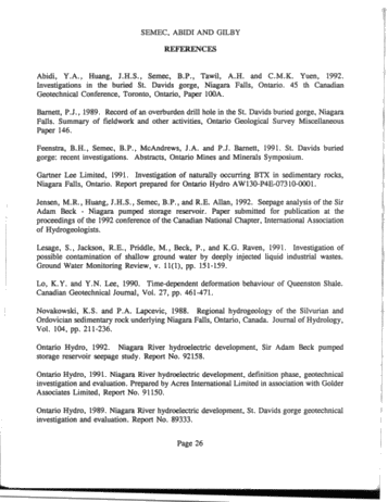Niagara River Hydroelectric Development Geotechnical Investigation Methods and Results Page 26