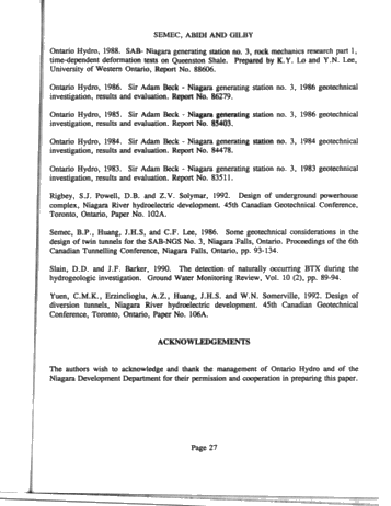 Niagara River Hydroelectric Development Geotechnical Investigation Methods and Results Page 27