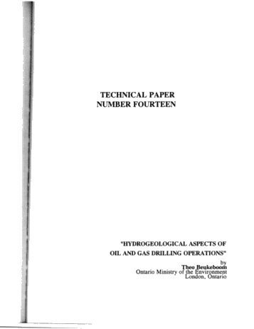 Hydro geological Aspects of Oil and Gas Drilling Operations Page 1