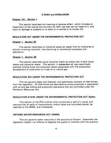 Environmental Regulation of the Oil and Gas Industry in Ontario: Taming the Beast Page 4