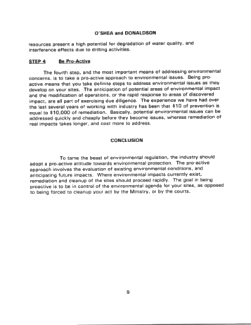 Environmental Regulation of the Oil and Gas Industry in Ontario: Taming the Beast Page 9