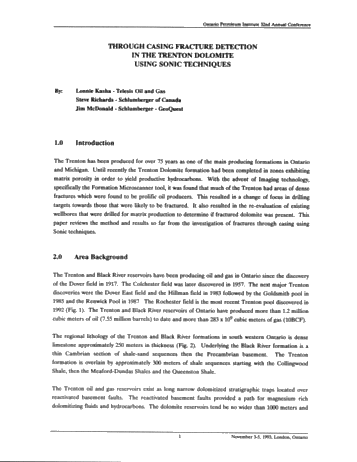 Through Casing Fracture Detection in the Trenton Dolomite Using Sonic Techniques Page 1