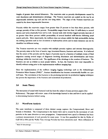 Through Casing Fracture Detection in the Trenton Dolomite Using Sonic Techniques Page 2