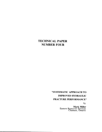 Systematic Approach to Improved Hydraulic Fracture Performance Page 1