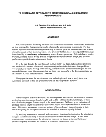 Systematic Approach to Improved Hydraulic Fracture Performance Page 1