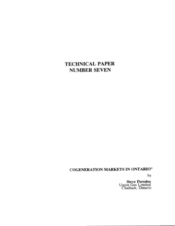 Cogeneration Markets in Ontario Page 1