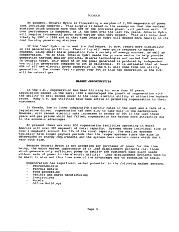 Cogeneration Markets in Ontario Page 5