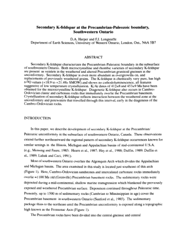 Secondary K-Feldspar at the Pre-Cambrian Paleozoic Boundary, Southwestern Ontario Page 1