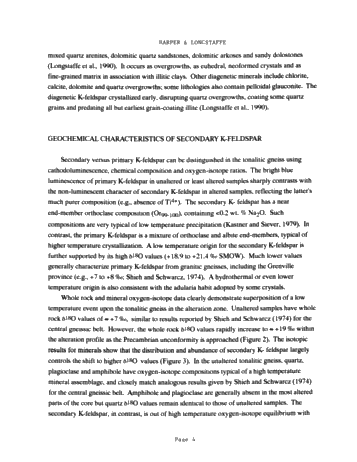 Secondary K-Feldspar at the Pre-Cambrian Paleozoic Boundary, Southwestern Ontario Page 4