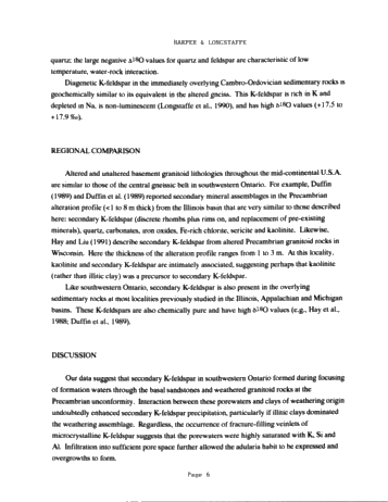 Secondary K-Feldspar at the Pre-Cambrian Paleozoic Boundary, Southwestern Ontario Page 6