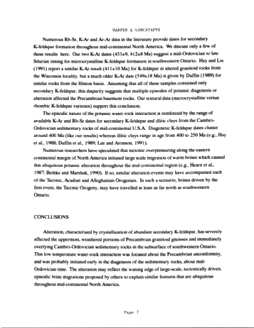 Secondary K-Feldspar at the Pre-Cambrian Paleozoic Boundary, Southwestern Ontario Page 7