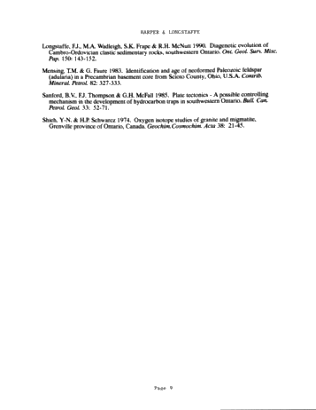 Secondary K-Feldspar at the Pre-Cambrian Paleozoic Boundary, Southwestern Ontario Page 9