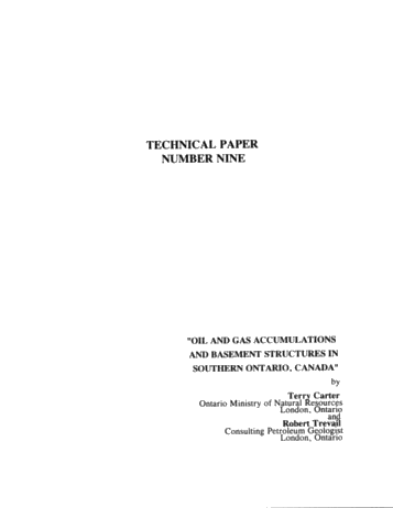 Oil and Gas Accumulations and Basement Structures in Southern Ontario, Canada Page 1