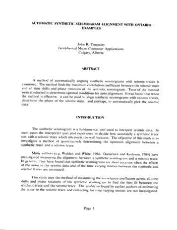 Automatic Synthetic Seismogram Alignment With Ontario Examples Page 1