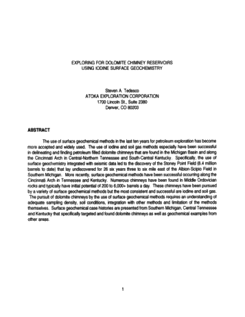 Exploring for Dolomite Chimney Reservoirs Using Iodine Surface Geochemistry Page 1