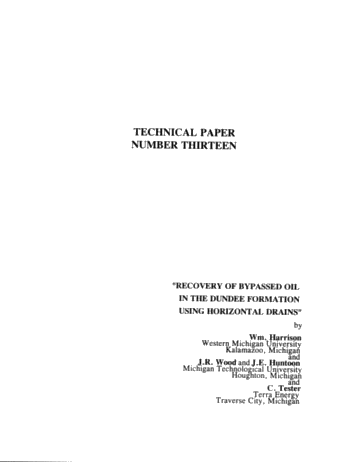 Recovery of Bypassed Oil in Dundee Formation Using Horizontal Drains Page 1