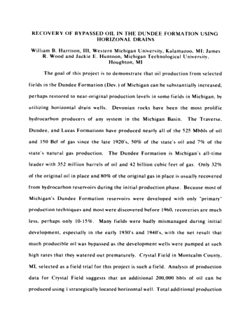 Recovery of Bypassed Oil in Dundee Formation Using Horizontal Drains Page 1