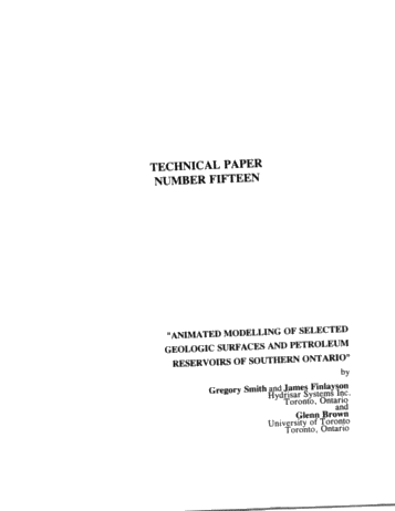 Animated Modelling of Selected Geologic Surfaces and Petroleum Reservoirs of Southern Ontario Page 1