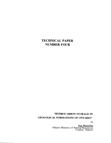Hydrocarbon Storage in Geological Formations of Ontario Page 1