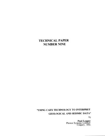 Using CAEX Technology to Interpret Geological and Seismic Data Page 1
