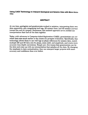 Using CAEX Technology to Interpret Geological and Seismic Data Page 1