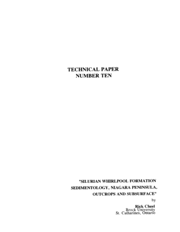Silurian Whirlpool Formation Sedimentology, Niagara Peninsula, Outcrops and Subsurface Page 1